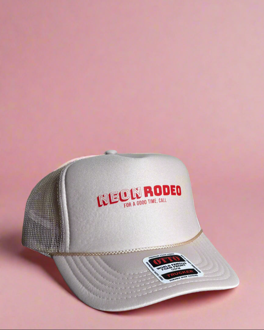 Neon Rodeo Logo Trucker hat, flower delivery in austin