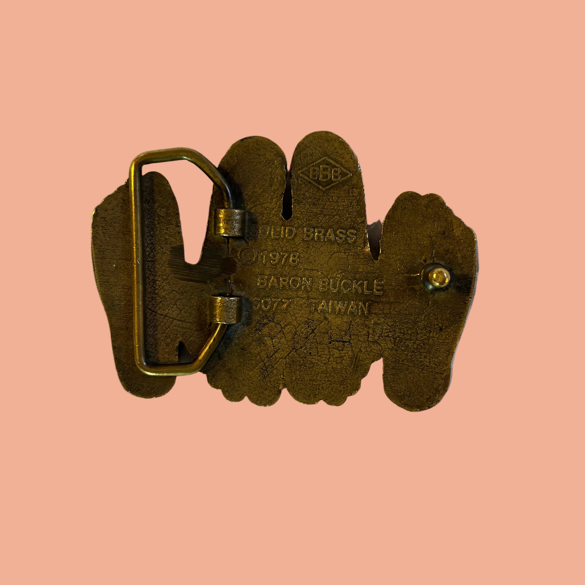 Vintage Brass Belt Buckle Naughty