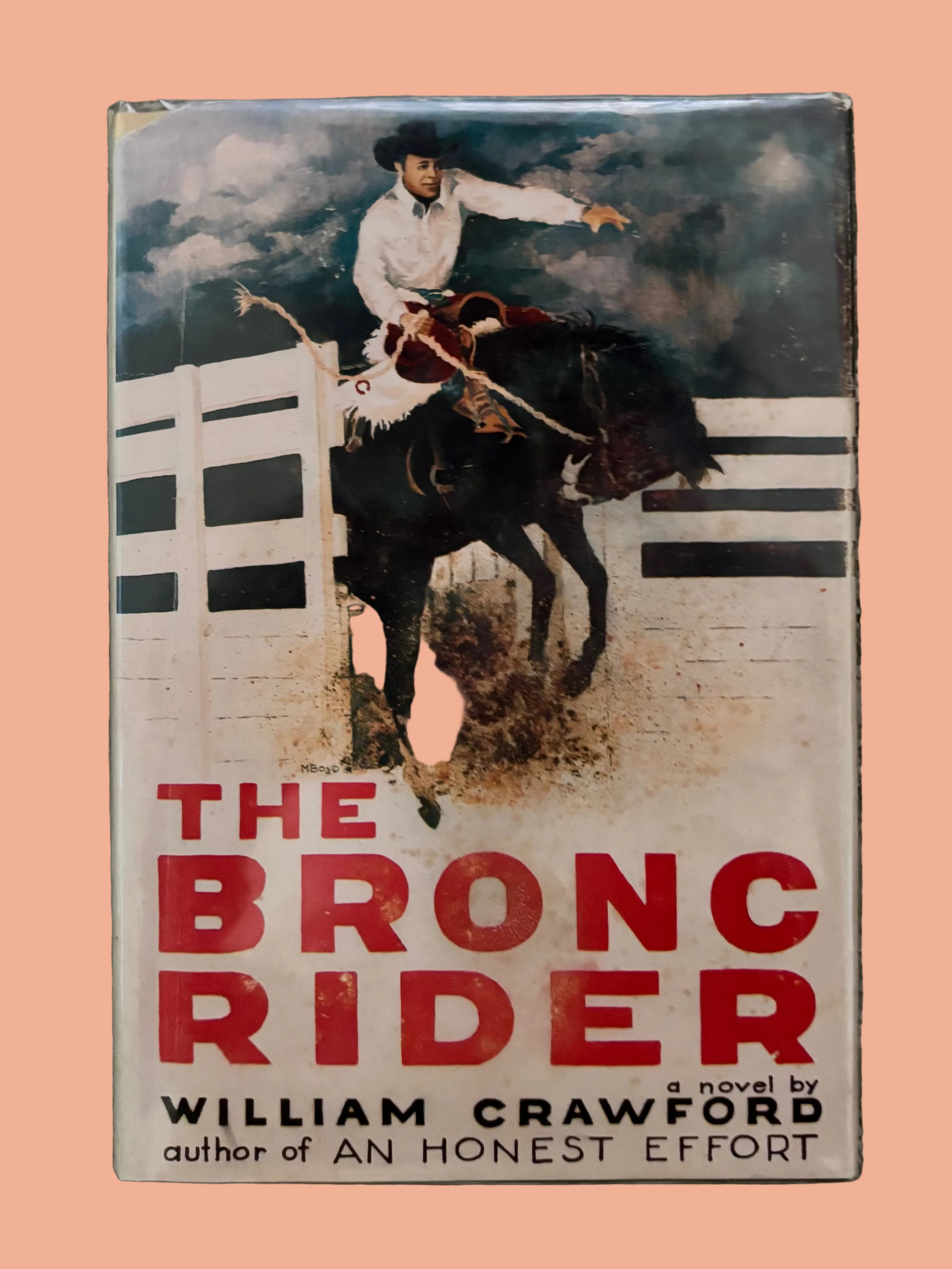 Book cover of 'The Bronc Rider' by William Crawford on a textured surface